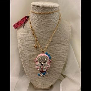 Betsey Johnson Necklace Punk Rock Monkey Charm